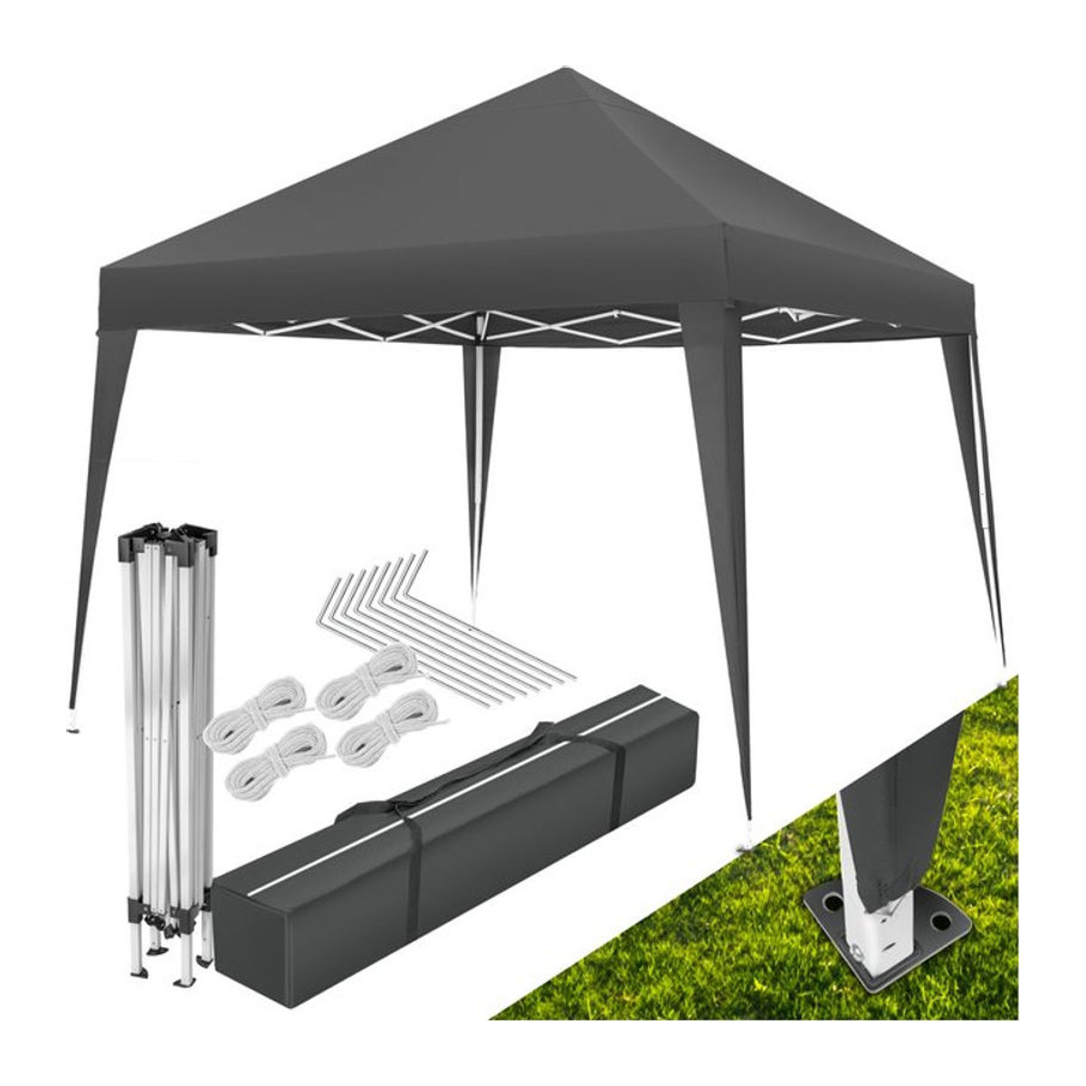 tectake Pavillon aus Stahl in Anthrazit mit höhenverstellbaren Füßen, B/T: 300 x 300 cm - Bild 1