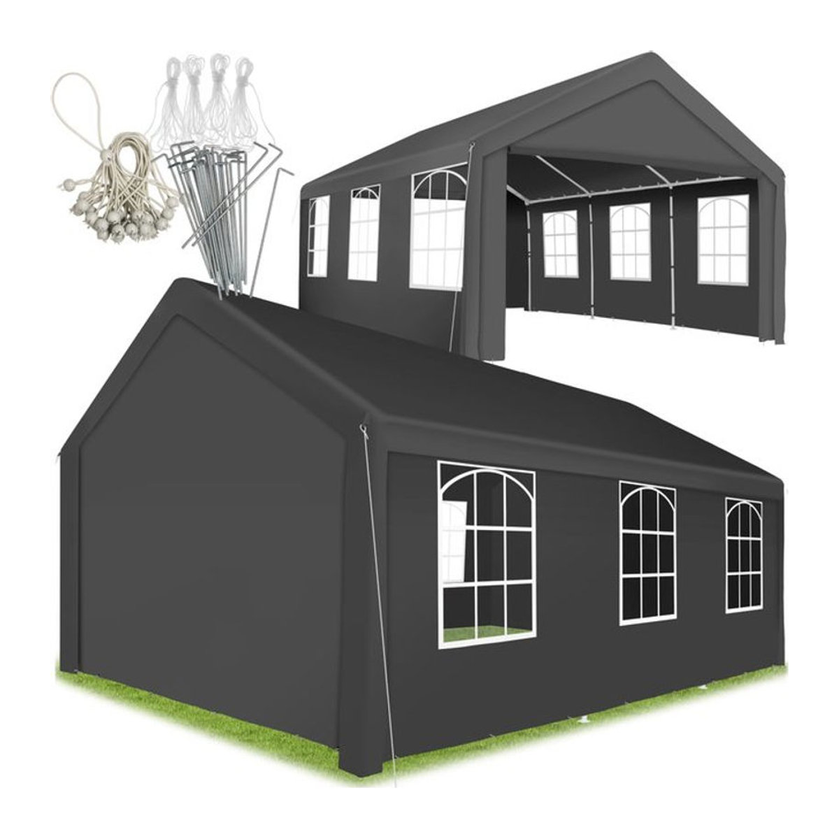 tectake Pavillon mit Klicksystem aus Stahl in Anthrazit, B/T: 600 x 400 cm - Bild 1