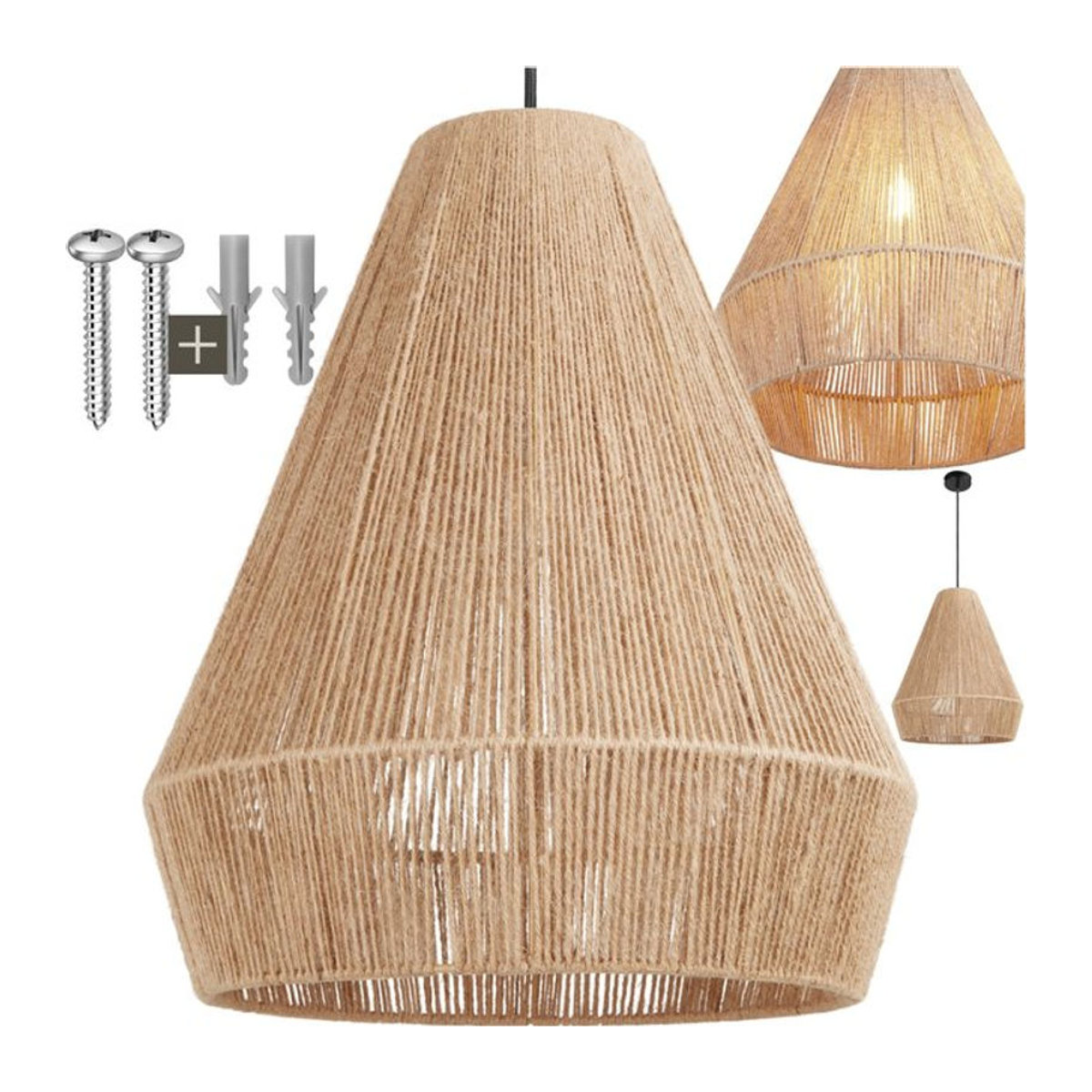 tectake Pendelleuchte im Bohemian-Stil aus Stahl in Beige, 40 W, Durchmesser: 40,5 cm, Höhe: 47 cm - Bild 1