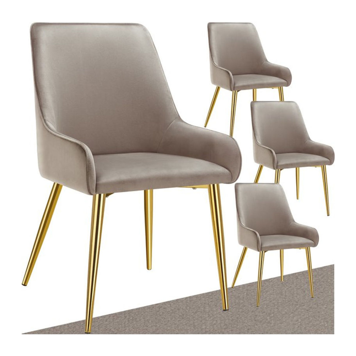 tectake Polsterstuhl in Samtoptik mit Stahlbeinen, Modernes Design, B/T/H: 52 x 61 x 89 cm - Bild 1