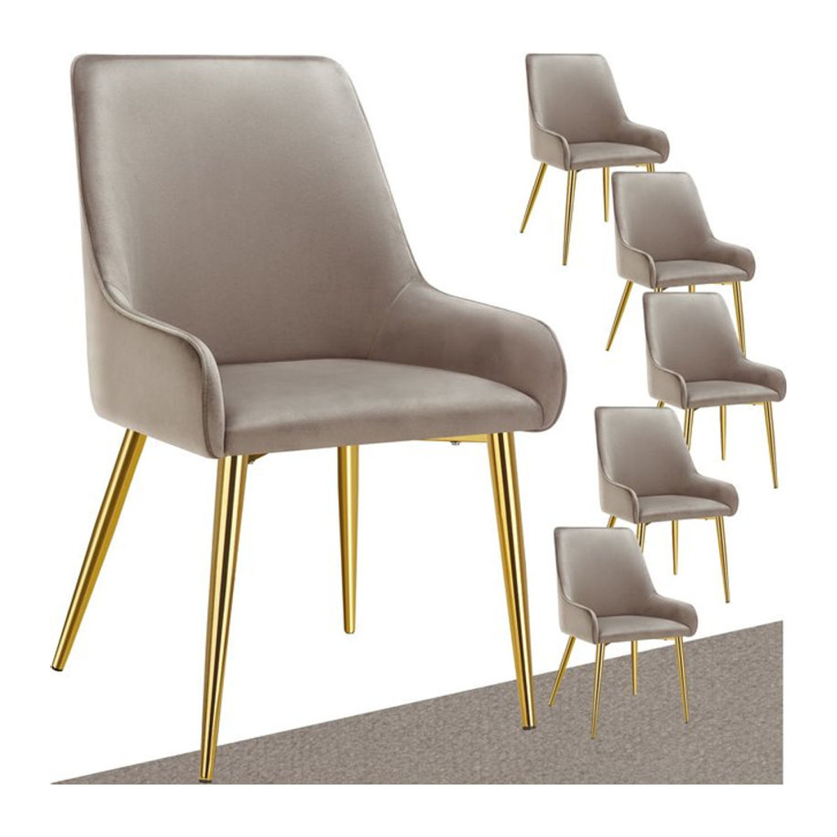 tectake Polsterstuhl in Samtoptik mit Stahlbeinen, Modernes Design, B/T/H: 52 x 61 x 89 cm - Bild 1