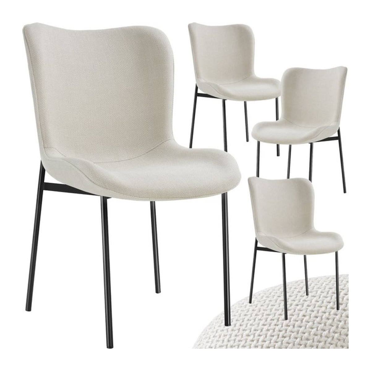 tectake Polsterstuhl Modern in Beige aus Stoff mit Metallgestell, B/T/H: 54 x 62 x 90 cm - Bild 1