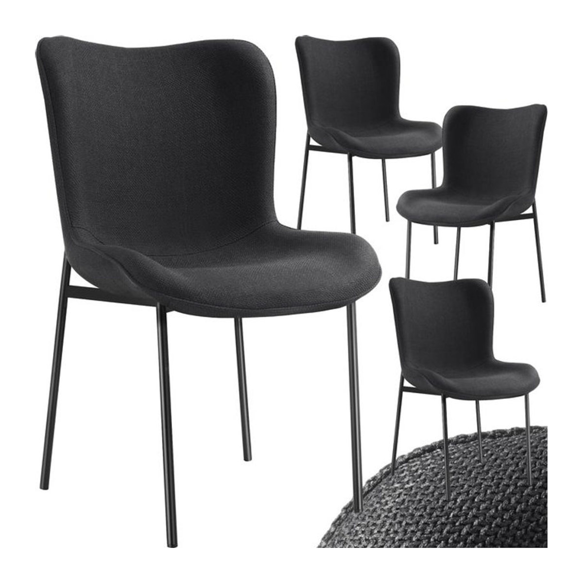 tectake Polsterstuhl Modern in Schwarz aus Stoff mit hoher Rückenlehne, B/T/H: 54 x 62 x 90 cm - Bild 1