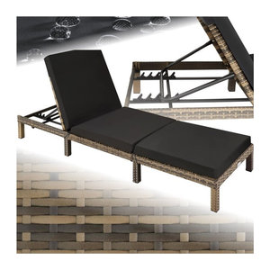 tectake Polyrattan Sonnenliege Gartenliege Anthrazit B/H/T: 196 x 27 x 66 cm