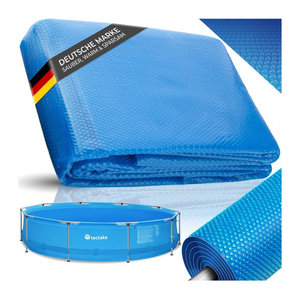 tectake Pool-Solarfolie Blau, rund und selbstschwimmend, Stärke 110 µm, Durchmesser: 381 cm