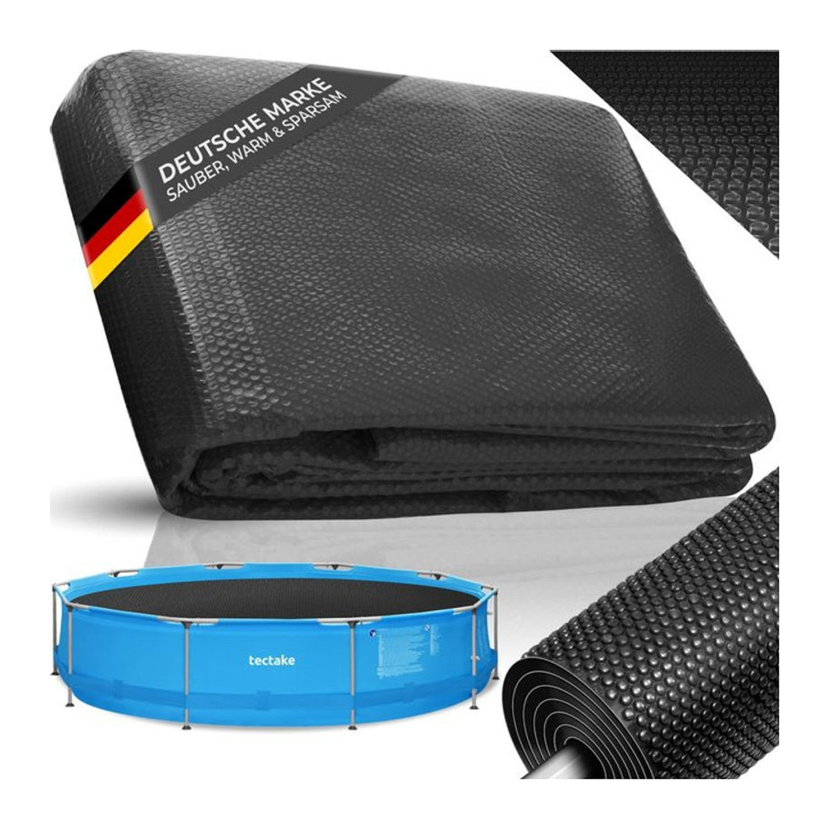 tectake Pool-Solarfolie rund selbstschwimmend Schwarz Durchmesser: 300 cm - Bild 1
