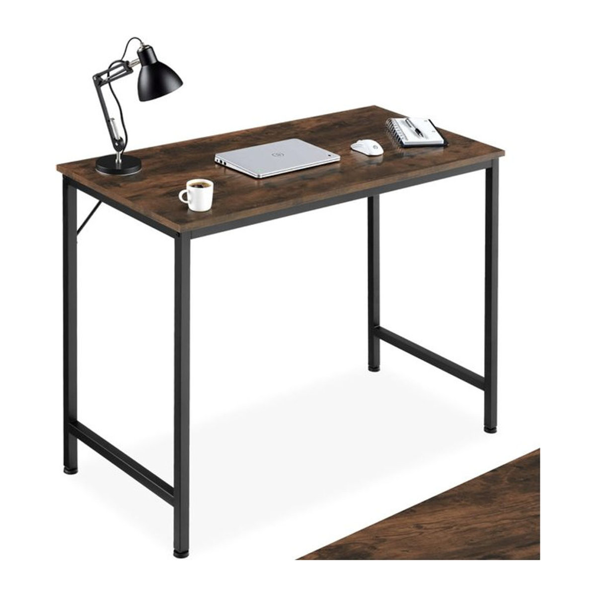tectake Schreibtisch im Industrial Style und minimalistischem Design in Nussbaum, Höhe: 75,5 cm - Bild 1