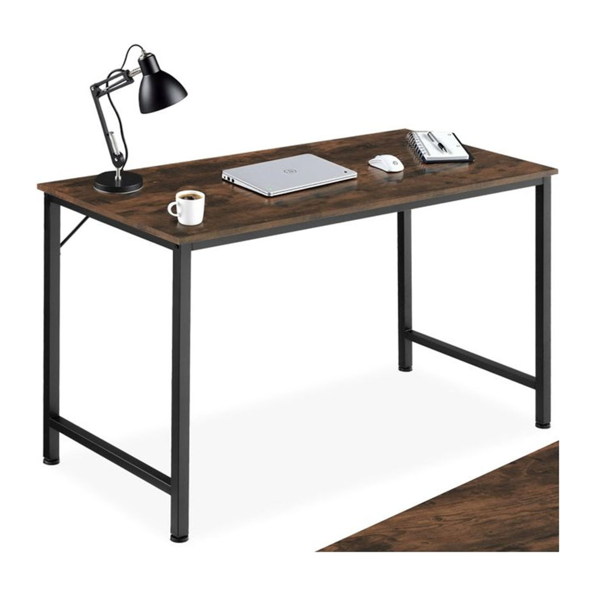 tectake Schreibtisch im Industrial Style und minimalistischem Design in Nussbaum, Höhe: 75,5 cm - Bild 1