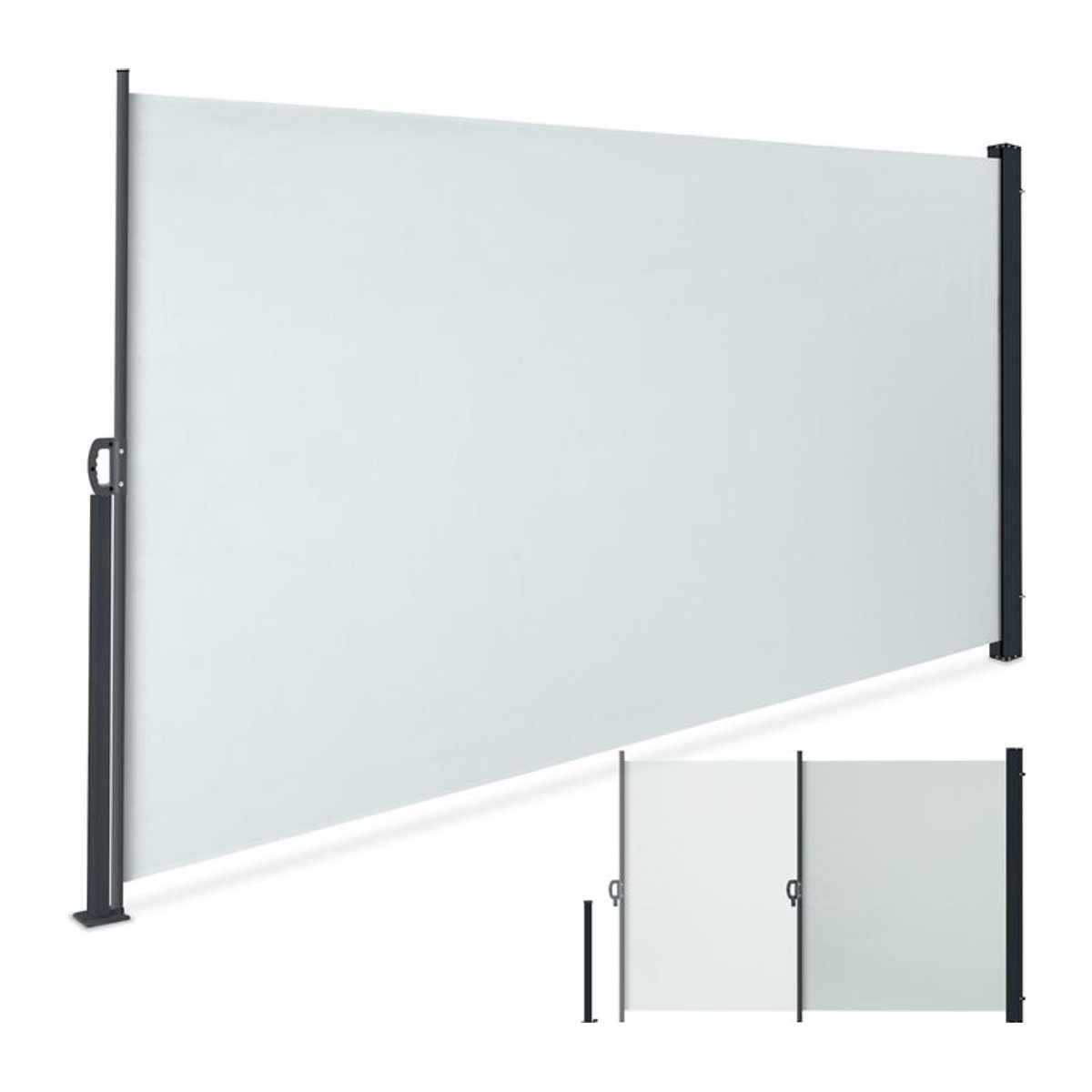 tectake Seitenmarkise mit Aufrollmechanismus zum Schutz vor Sonne und Wind, H: 180 cm, B: 300 cm - Bild 1