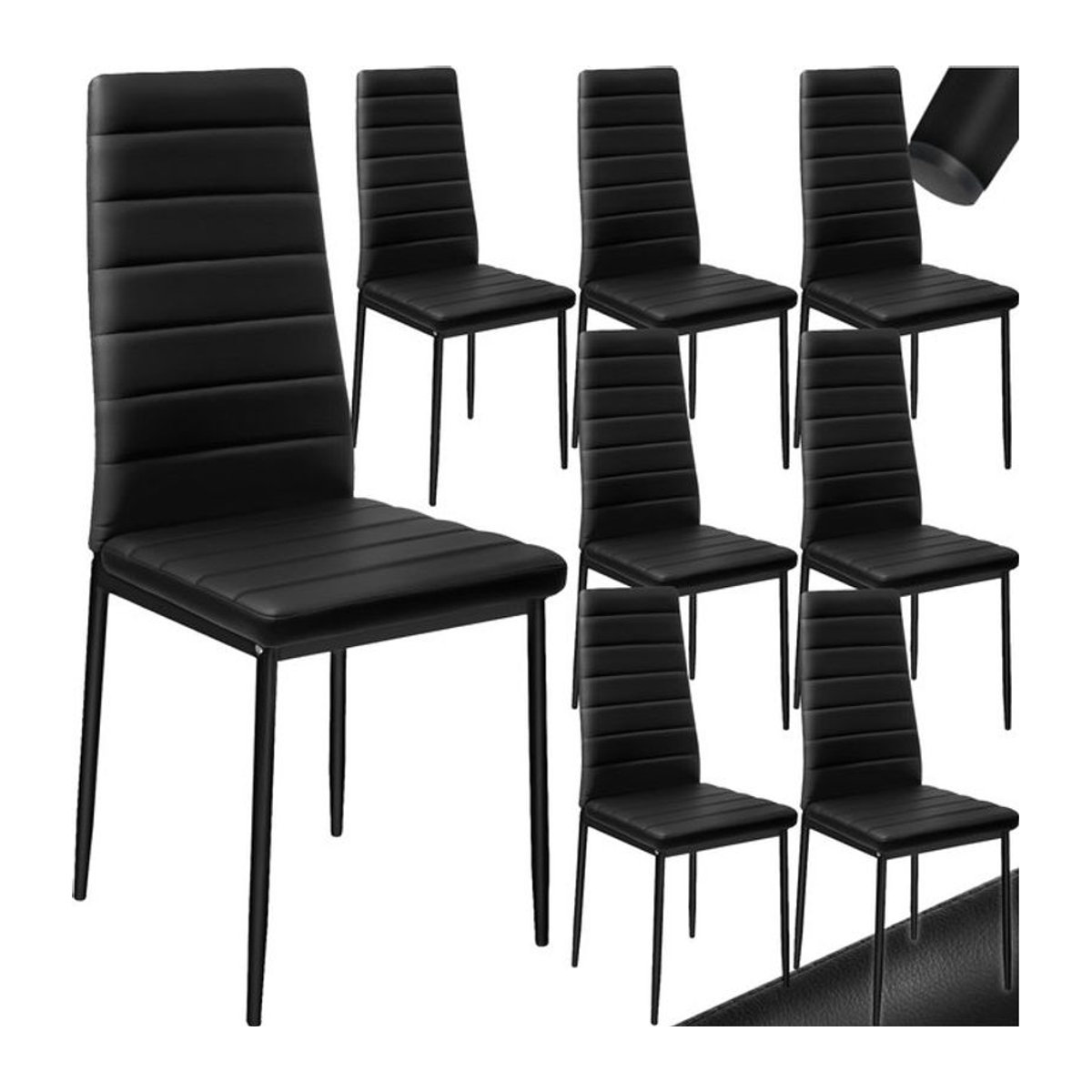 tectake Set Esszimmerstühle Modern mit Kunstlederbezug und Stahlbeinen in Schwarz, B/T/H: 45 x 48 x 98,5 cm - Bild 1