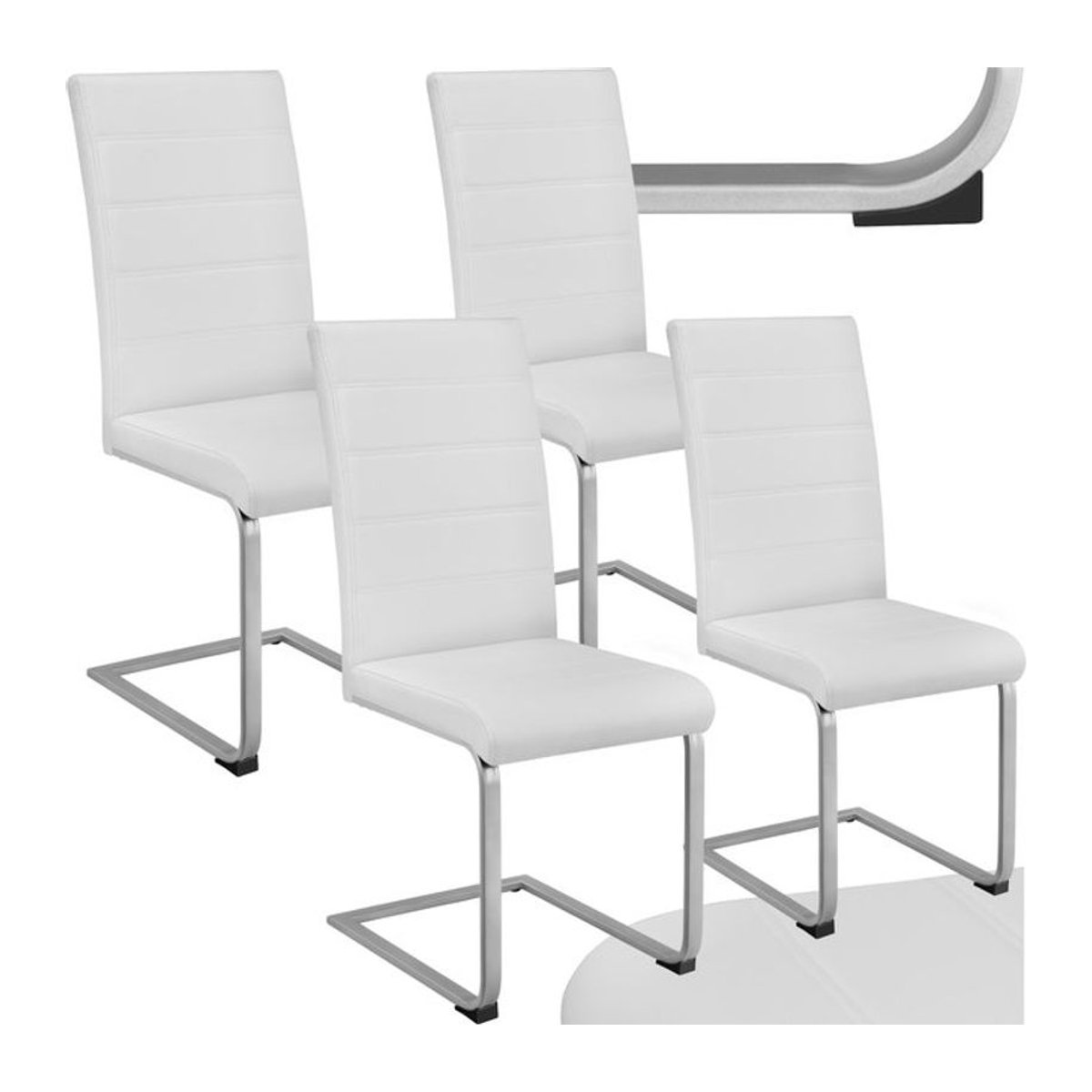 tectake Set Schwingstühle aus Kunstleder in Weiß mit Stahlgestell in C-Form, B: 41 cm, T: 52 cm, H: 99 cm - Bild 1
