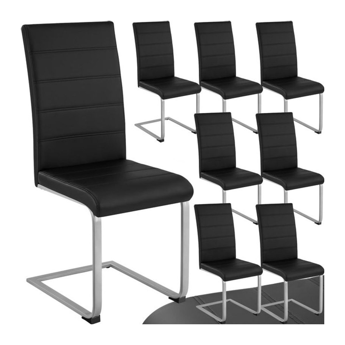 tectake Set Schwingstühle mit Kunstlederbezug und flachem Stahlgestell in C-Form, B/T/H: 41 x 52 x 99 cm - Bild 1