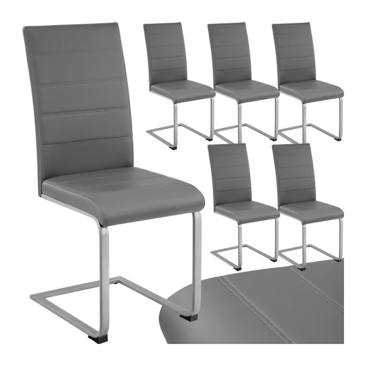 tectake Set Schwingstühle mit Kunstlederbezug und flachem Stahlgestell in C-Form, B/T/H: 41 x 52 x 99 cm - Bild 1