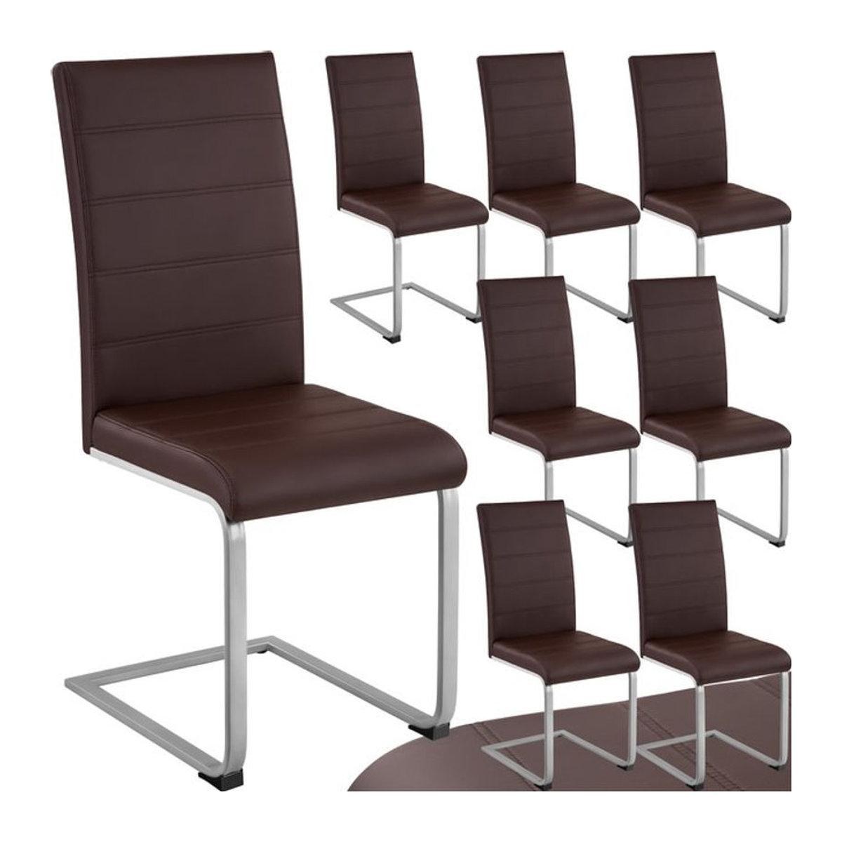 tectake Set Schwingstühle mit Kunstlederbezug und Stahlgestell in C-Form, B: 41 cm, T: 52 cm, H: 99 cm - Bild 1
