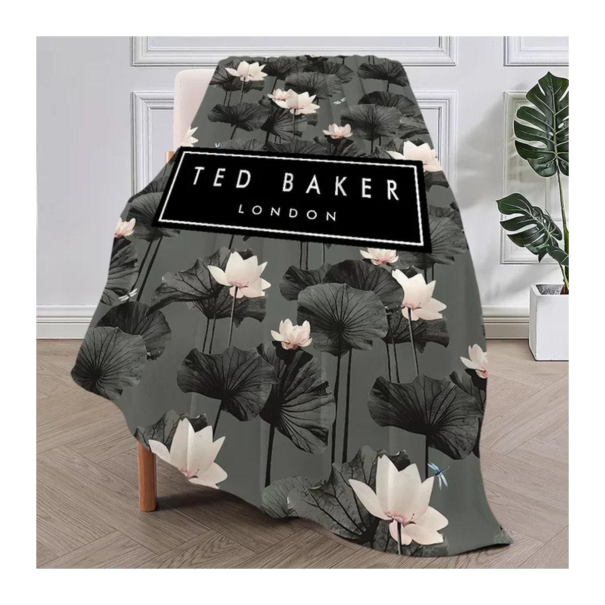Ted Baker Logo Design Überwurfdecke aus Plüsch in Grau - Bild 1