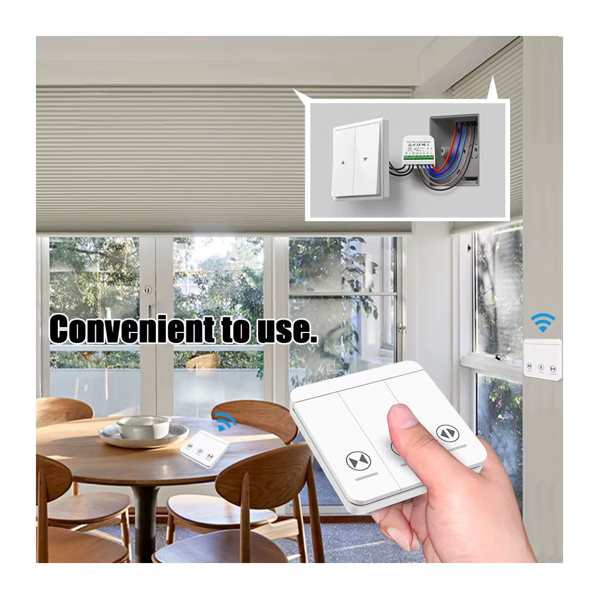 Tedeligo Rf433 WiFi Vorhanghalter mit drahtlosem Fernbedienungsschalter für elektrische Rollläden, Tuya Smart Life, Google Home und Alexa, Weiß - Bild 3