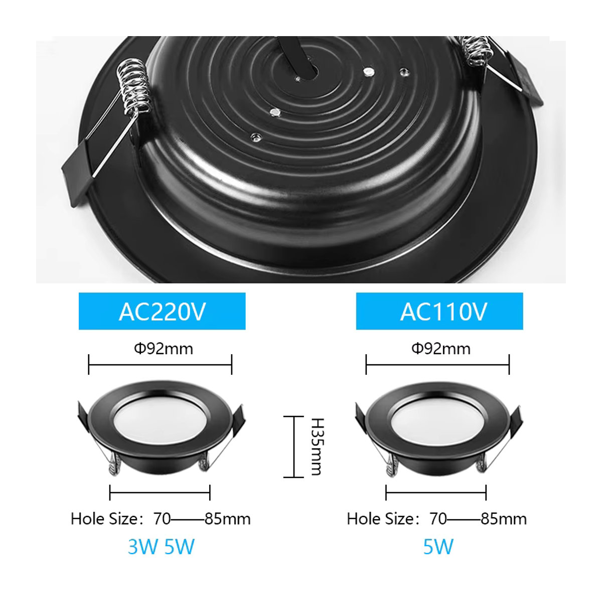 Teetealy LED Einbaustrahler aus Aluminium in Schwarz, wasserdichte IP65 Deckenleuchte mit 18 W - Bild 3