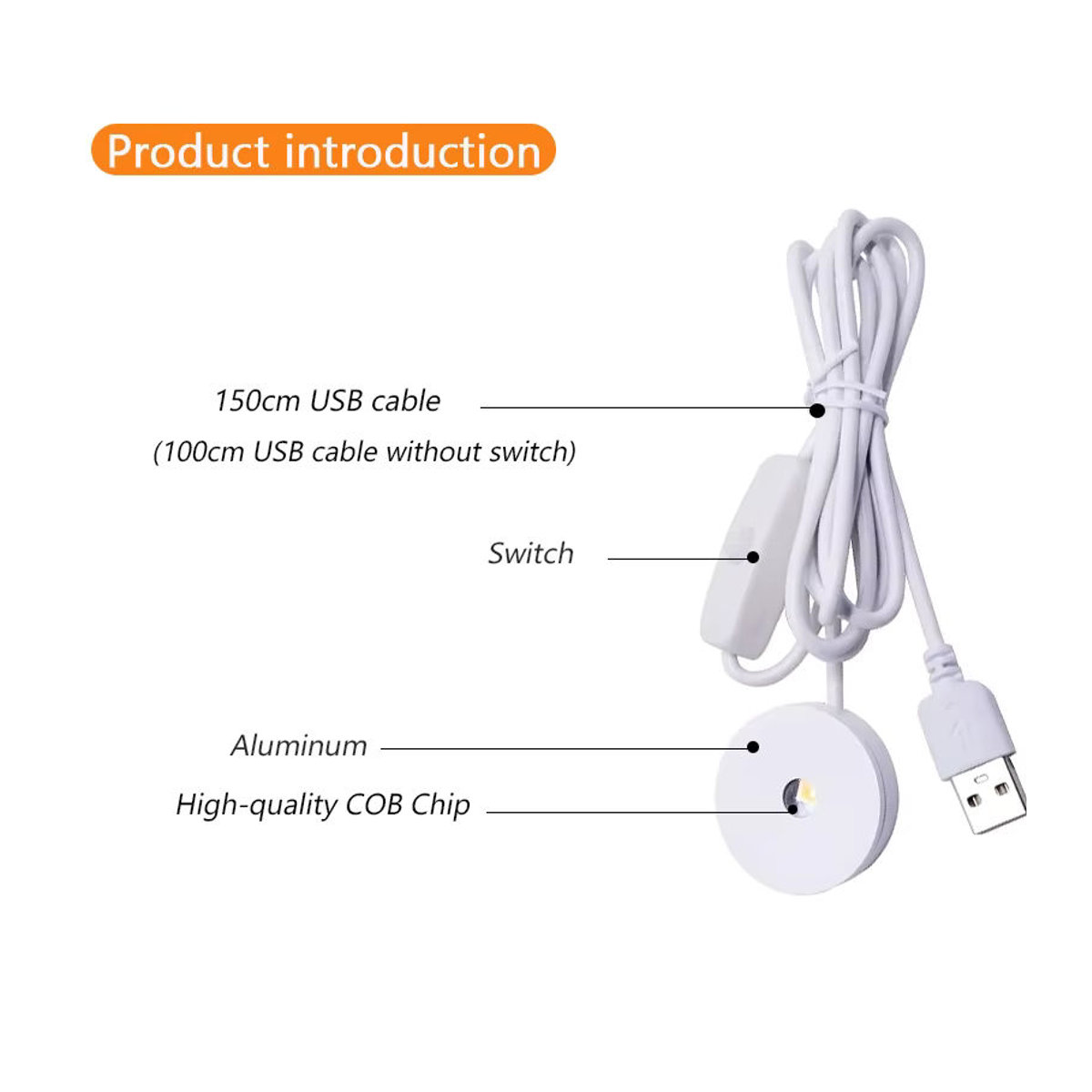 teetealy LED Möbelbeleuchtung USB 5V Mini Spot Licht aus Aluminium in Weiß 3W - Bild 2
