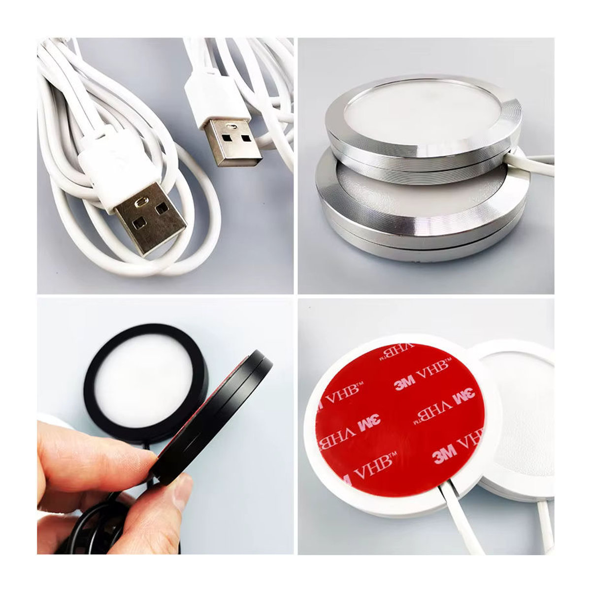 Teetealy LED-USB-Strahler 2-in-1 mit Fernbedienung, RGB und Weiß, Aluminium Mini-Spot-Licht für Vitrine und Schmuckschrank - Bild 3