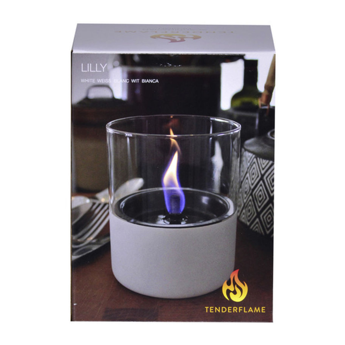 TENDERFLAME Tischfeuer Lilly Öllampe aus Glas in Weiß, H x B x T: 17 x 10 x 10 cm - Bild 2