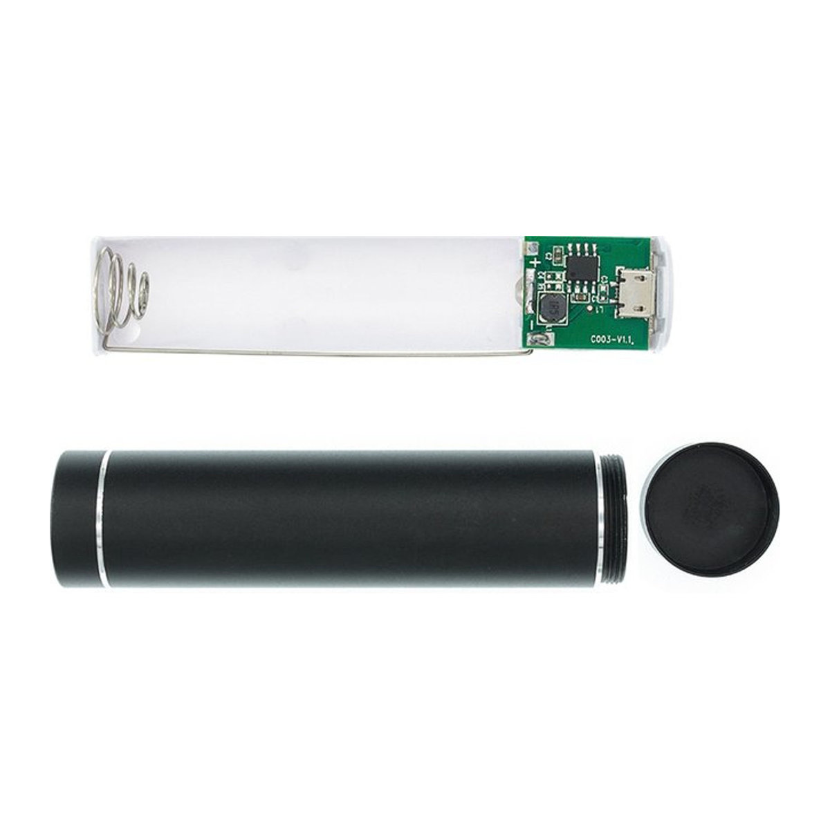TENSTAR ROBOT Metall Power Bank DIY Kit mit 18650 Batterie und 5V 1A USB Anschluss in Schwarz - Bild 1