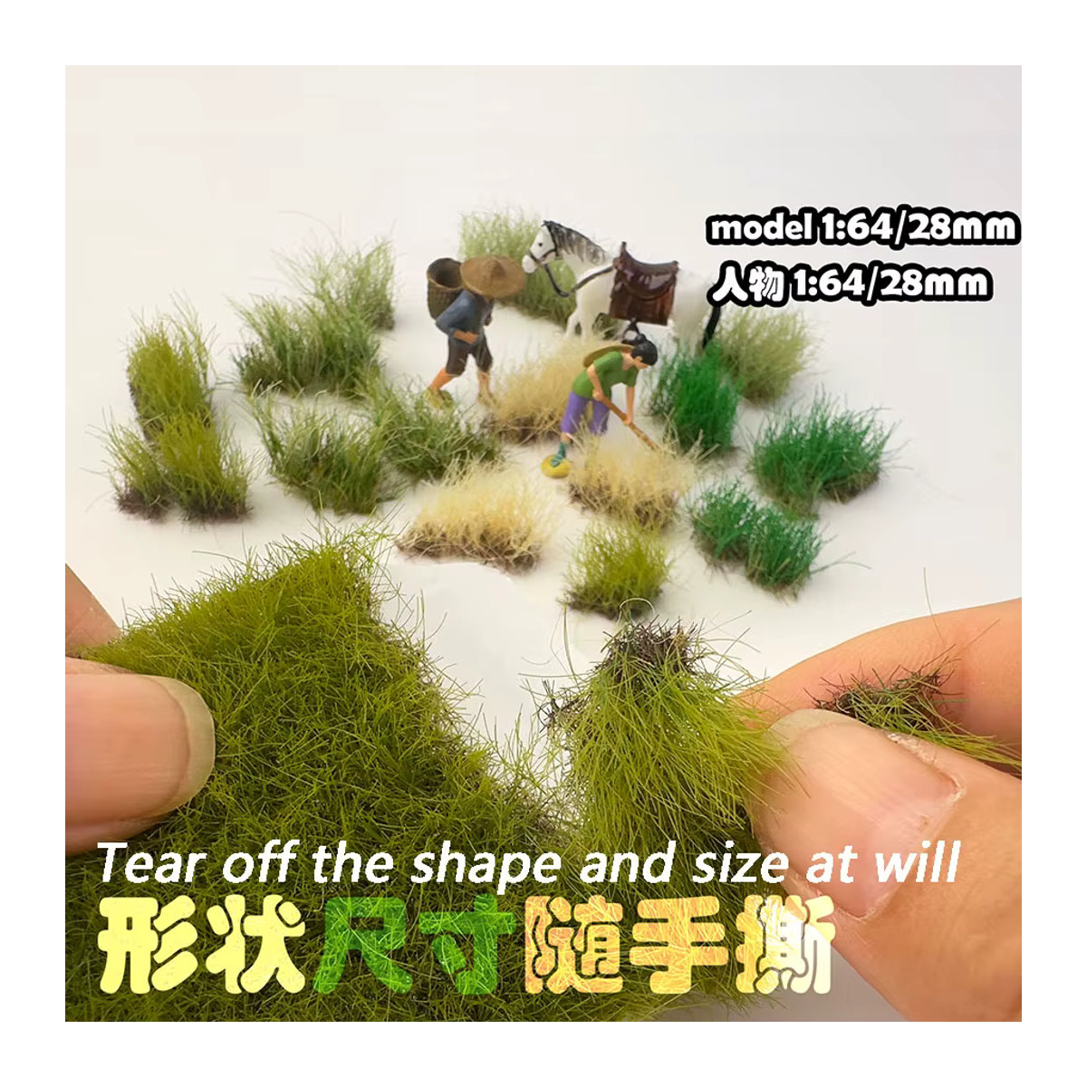TERAYSUN Miniatur Kunstrasen Büschel in Grün und Gelb, Höhe: 1,6 cm, für DIY Modellbau und Garten Dekoration - Bild 6