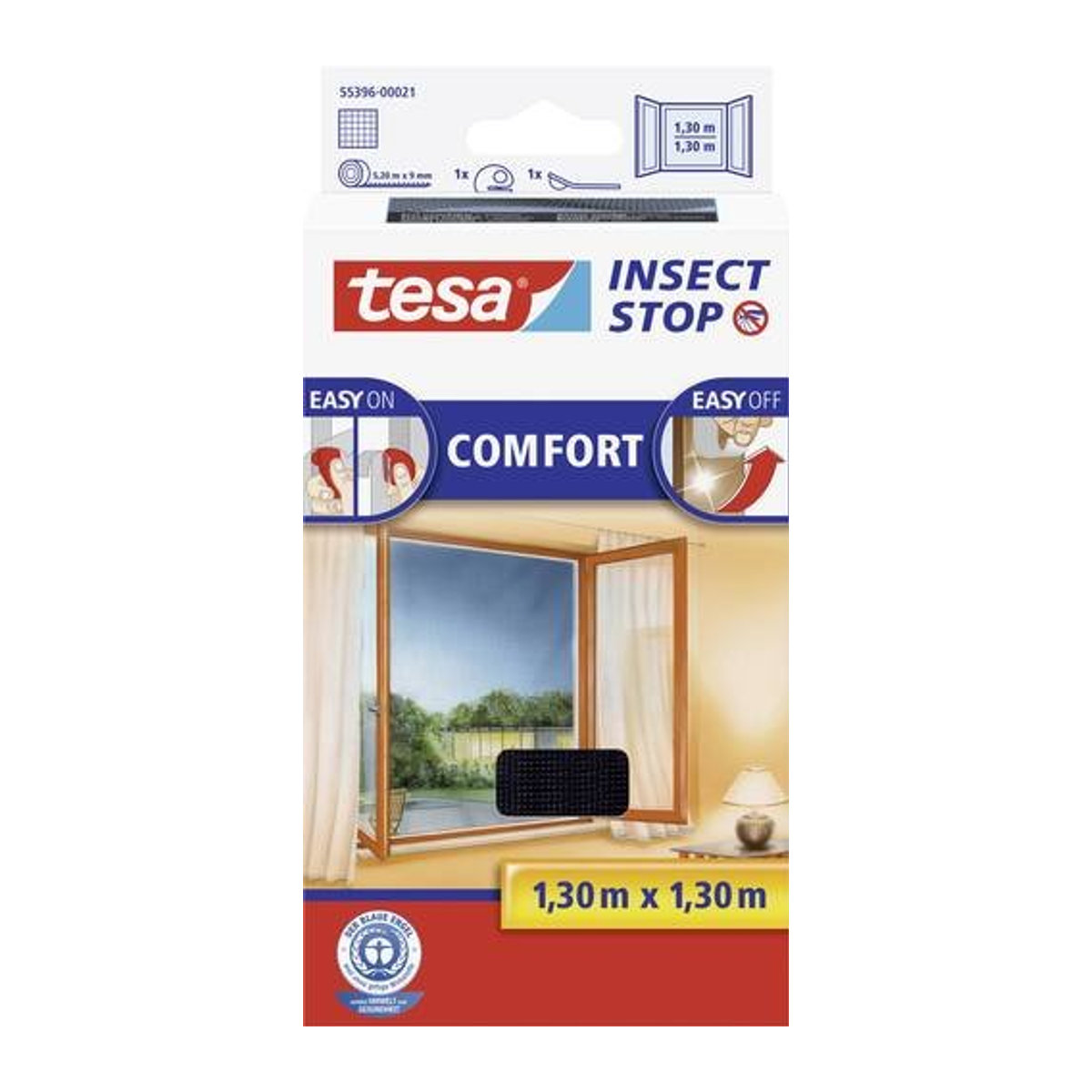 tesa Fliegengitter INSECT STOP Premium Klett-Fliegengitter, grau, B: 130 cm, H: 130 cm - Bild 1