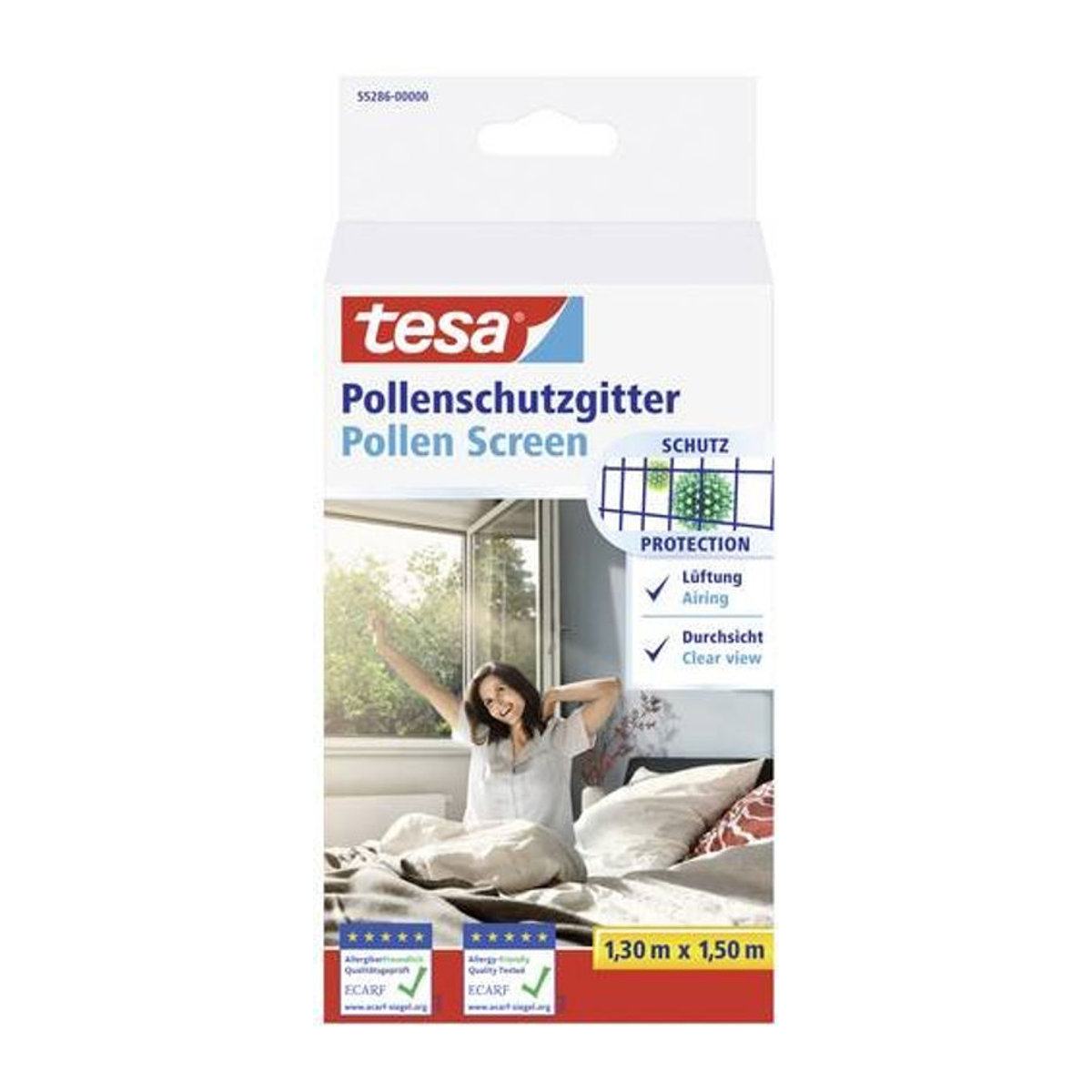 tesa Pollenschutzgitter für Fenster Anthrazit B: 130 cm, H: 150 cm - Bild 1