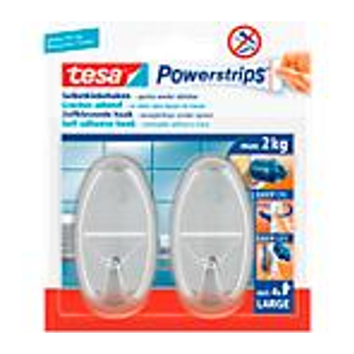 tesa Powerstrips Klebehaken Large Oval Chrom aus Kunststoff, 2 Stück - Bild 3