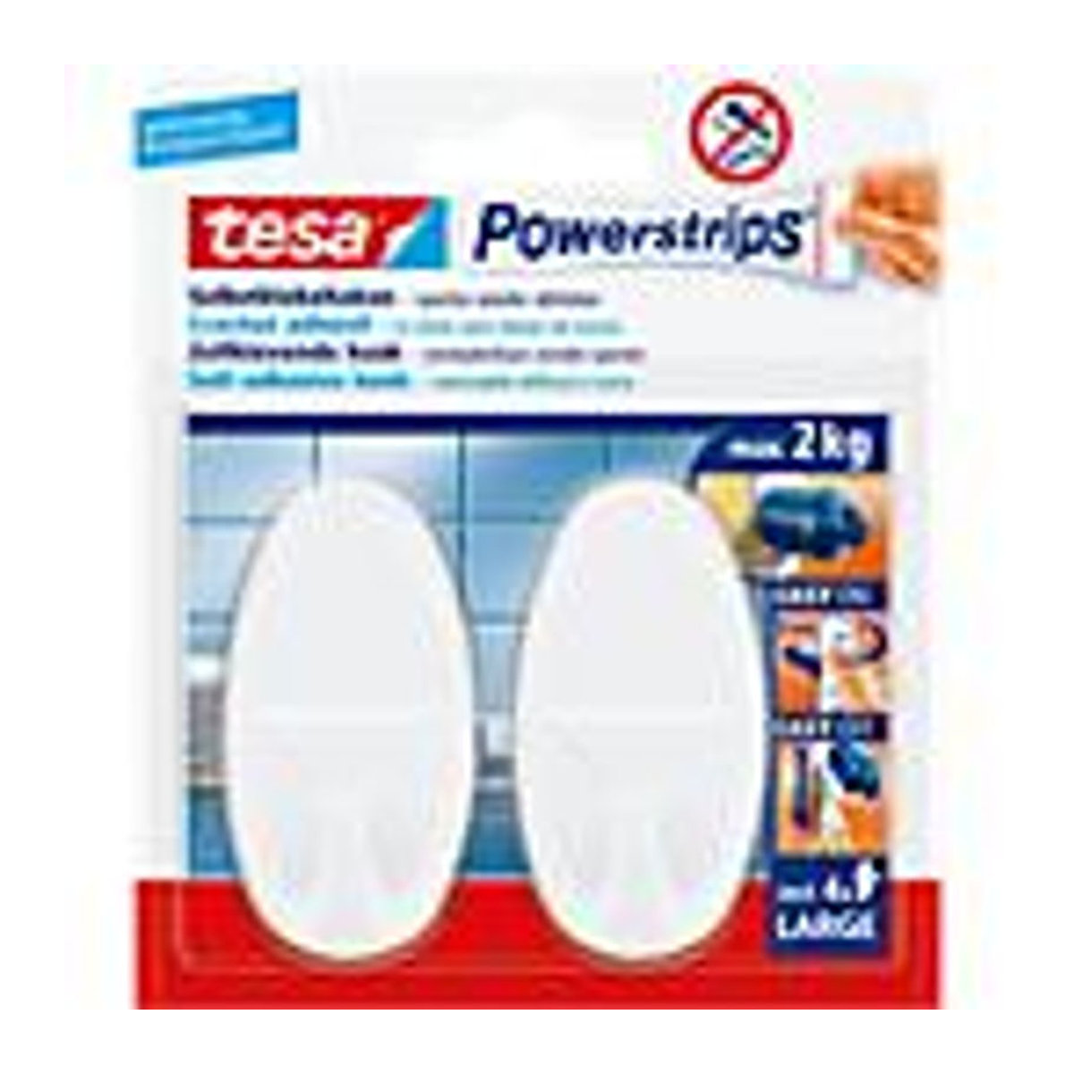 tesa Powerstrips Klebehaken Large Oval Weiß aus Kunststoff, 2 Stück - Bild 3