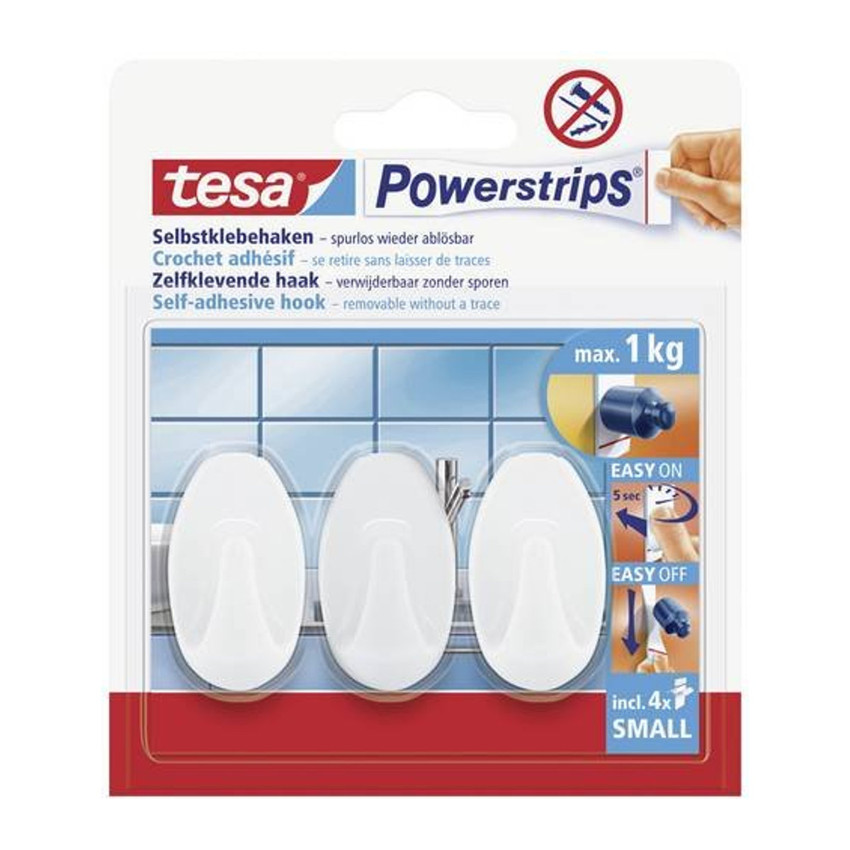tesa Powerstrips Klebehaken oval in Weiß aus Kunststoff - Bild 1