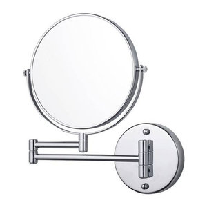 Tesa VISIOON Kosmetikspiegel silber, wandmontierter Schwenkarmspiegel aus Metall, doppelseitig und rechteckig, H x B x T: 30,8 x 25,7 x 48 cm