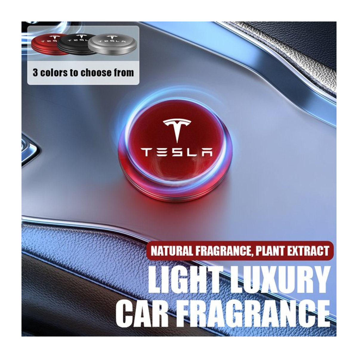 Tesla Auto Lufterfrischer mit rotierendem Aromatherapie Diffusor und Luftreiniger in Rot mit Ocean Breeze Duft - Bild 1