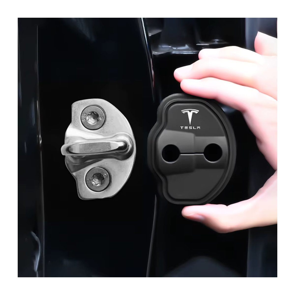 Tesla Silikon Auto Türschloss Abdeckungen Schutzhülle in Schwarz für Modell 3, Modell S, Modell X, Modell Y, Roadster, SpaceX und Cybertruck (2 oder 4 Stück) - Bild 5