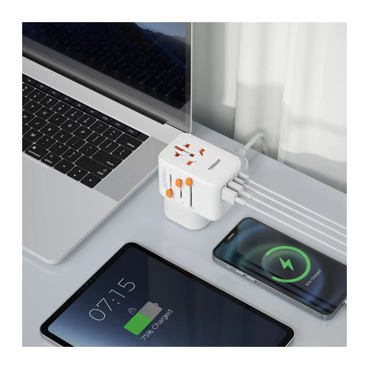TESSAN 65 W GaN-Reiseadapter Universal-Netzteil mit 2 USB-C-Schnellladeanschlüssen für EU UK USA AUS in Grau oder Weiß - Bild 4