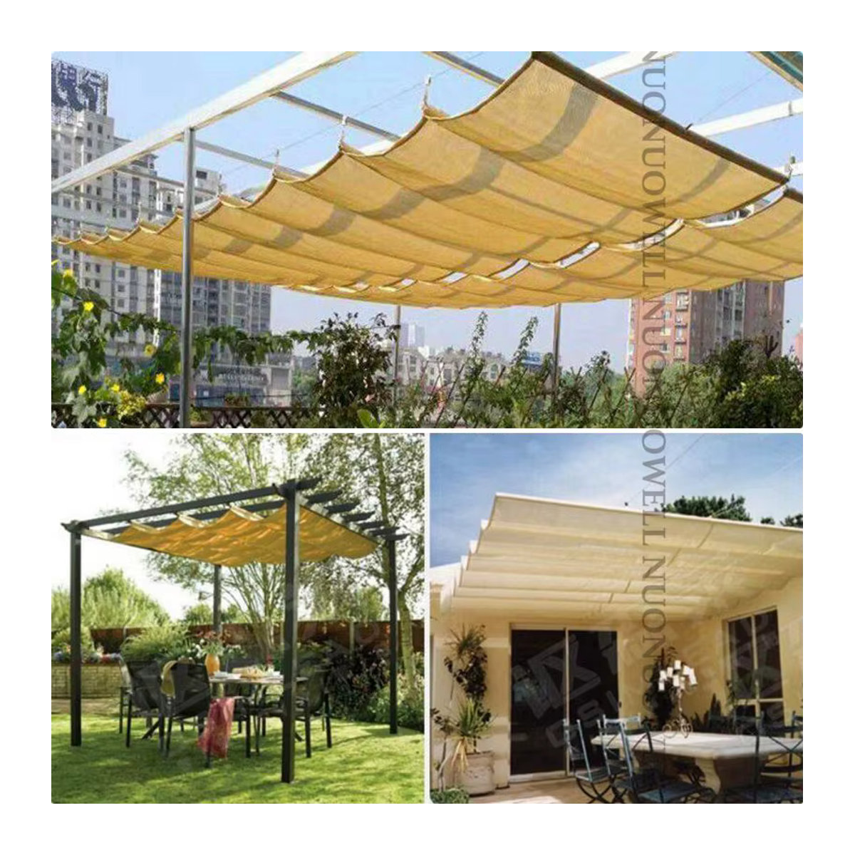 Tewango Sonnenschutz Netz Beige 180gsm HDPE Teleskopwelle für Pavillon Pergola und Wintergarten - Bild 4