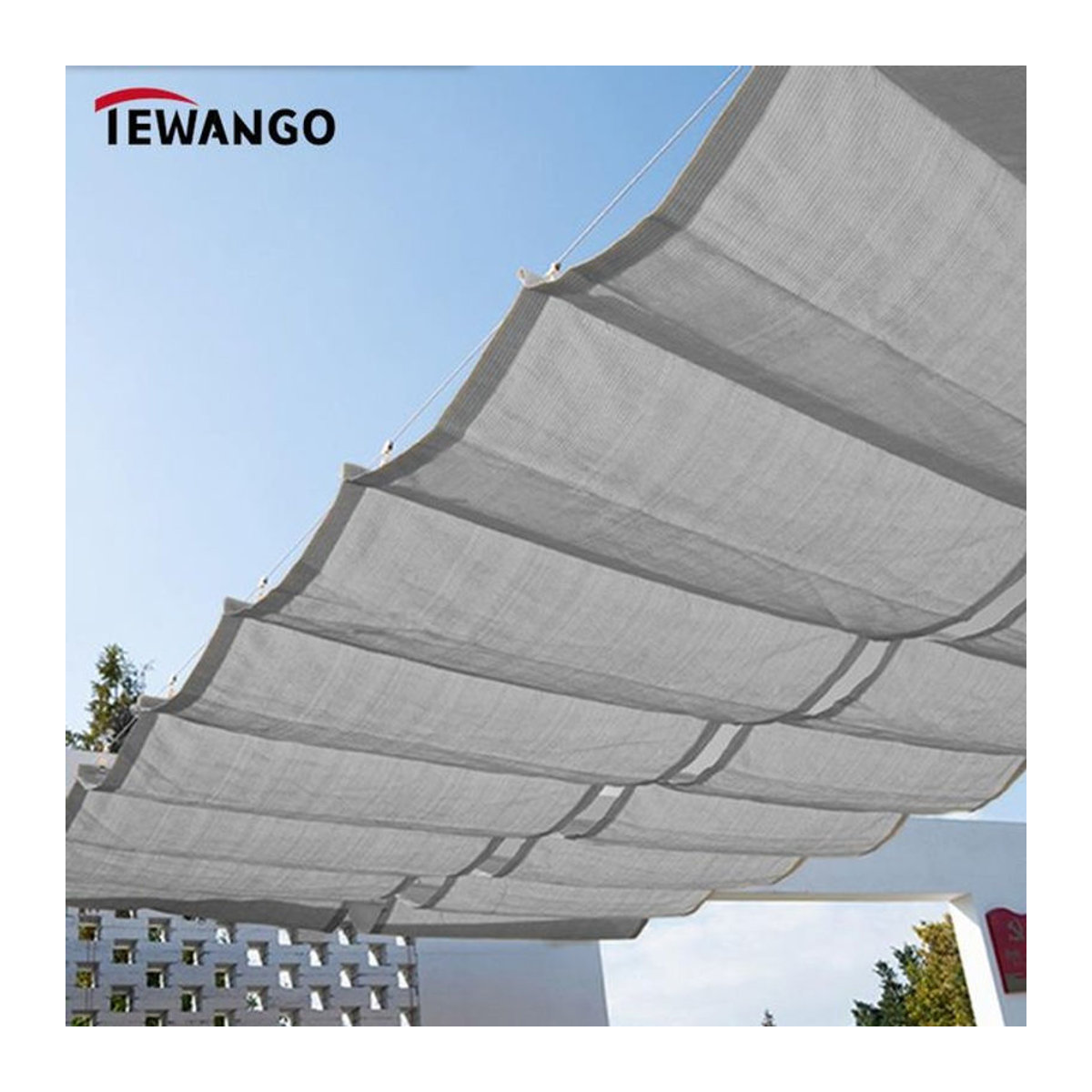 Tewango Sonnenschutznetz aus grauem HDPE für Innenhof, Schwimmbad oder Auto mit Teleskopwelle, 180gsm - Bild 1
