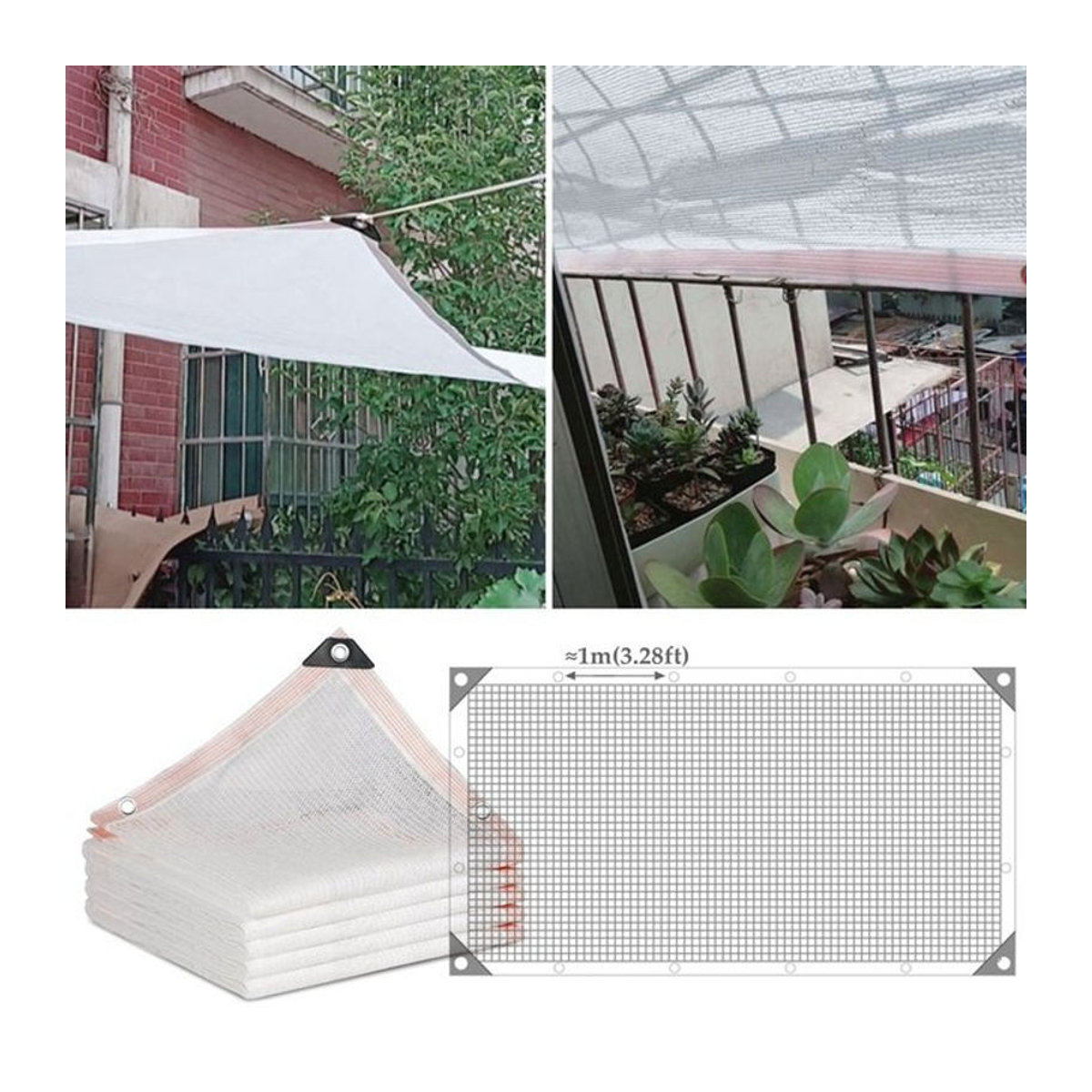 Tewango Sonnenschutznetz aus weißem HDPE mit UV-Schutz für Garten, Pavillon und Landwirtschaft - Bild 1