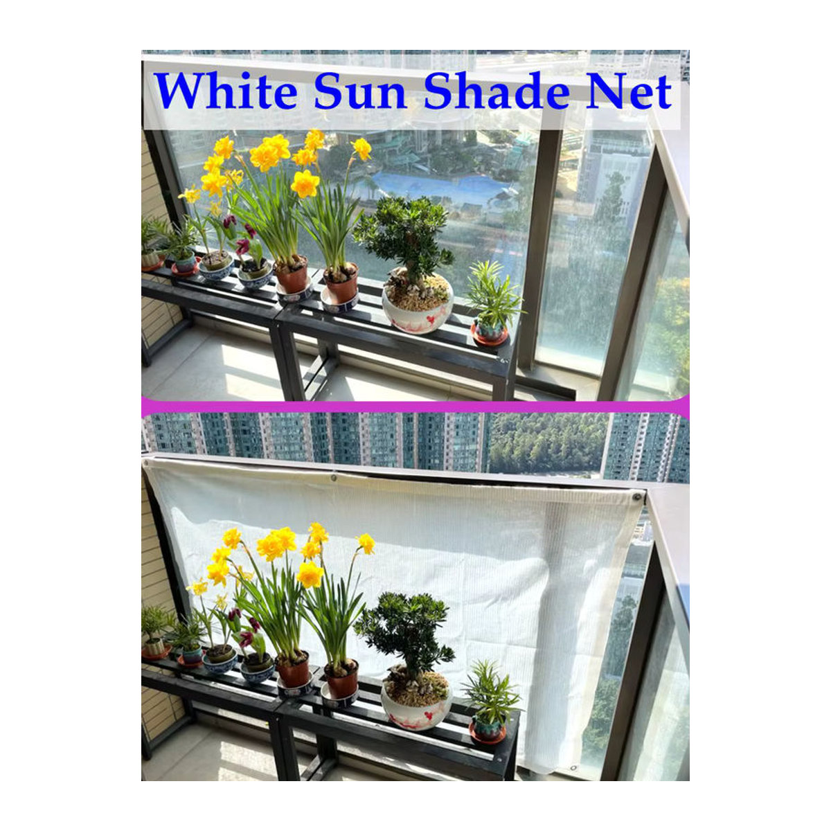 Tewango Sonnenschutznetz aus weißem HDPE mit UV-Schutz für Garten, Pavillon und Landwirtschaft - Bild 5