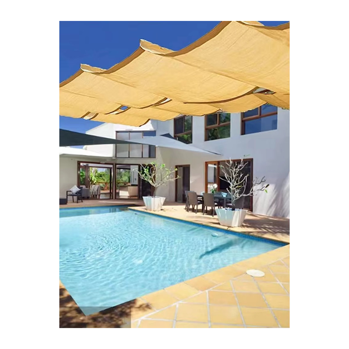 Tewango Sonnenschutznetz Beige mit 95 % Schattierung aus HDPE für Terrasse, Pavillon und Schwimmbad - Bild 6