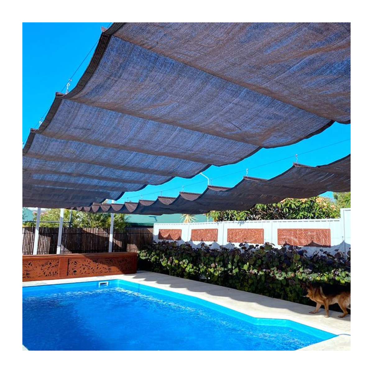 Tewango Sonnensegel aus verdicktem Anti-UV-HDPE-Stoff als einziehbare Wellen-Pergola für Terrasse und Balkon, Beige oder Anthrazit, B: 300 cm, H: 90 cm - Bild 1