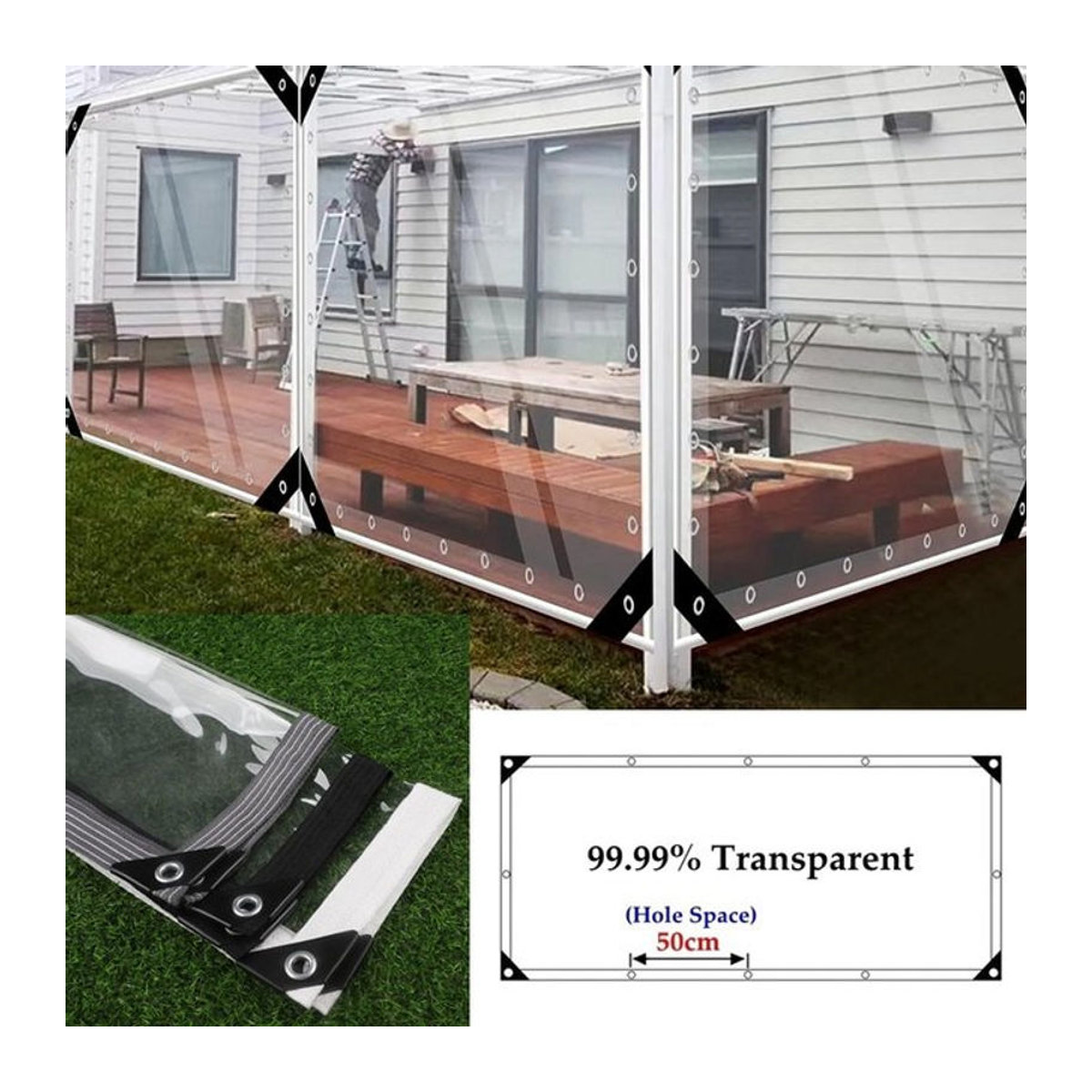 Tewango Transparente PVC-Plane als Robuster Regenschutz für Pergola, Möbel und Balkon zum Winterschutz - Bild 1