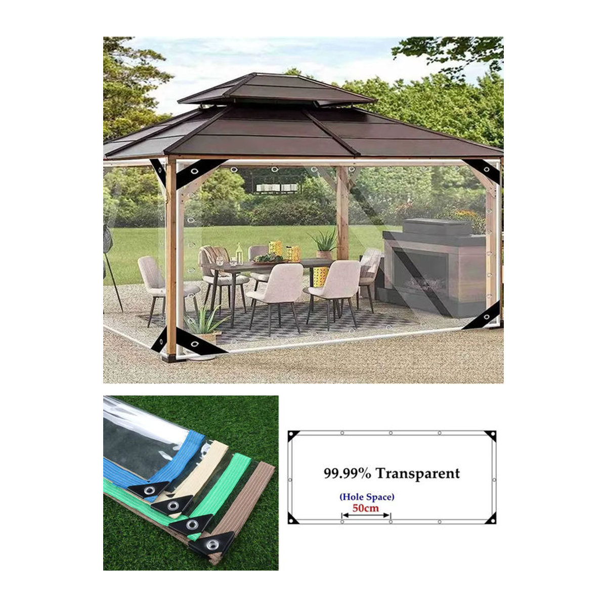 Tewango Transparente PVC-Plane als Robuster Regenschutz für Pergola, Möbel und Balkon zum Winterschutz - Bild 5