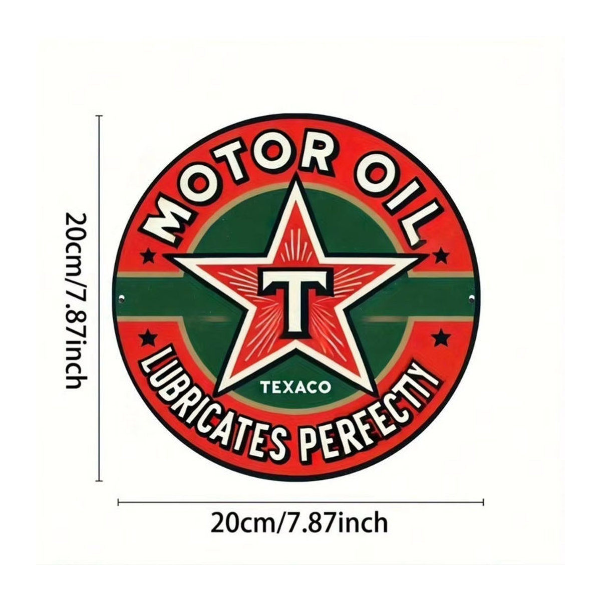 Texaco Vintage-Motorölschild aus Metall, rund, mehrfarbig, Durchmesser: 20,3 cm - Bild 2