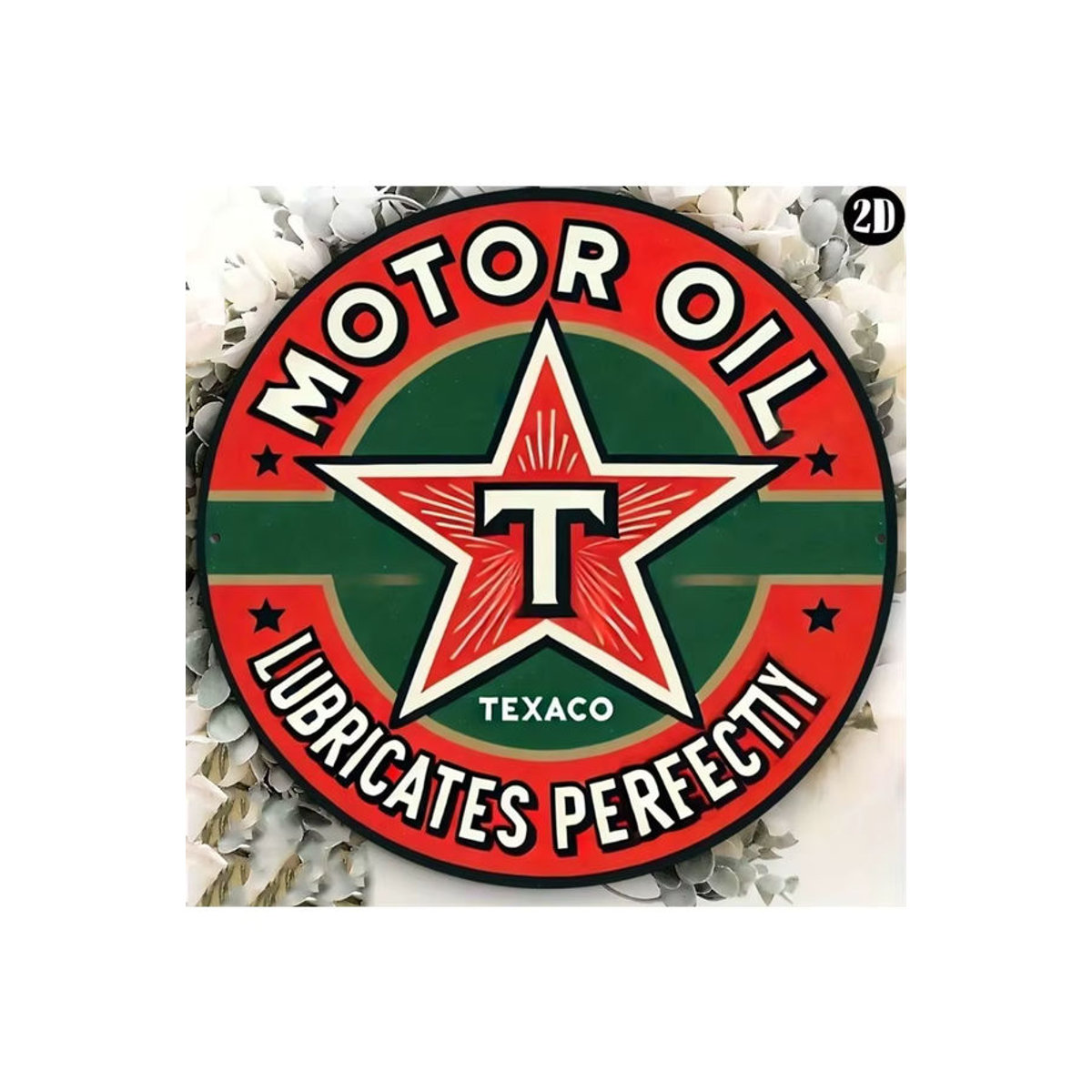 Texaco Vintage-Motorölschild aus Metall, rund, mehrfarbig, Durchmesser: 20,3 cm - Bild 4