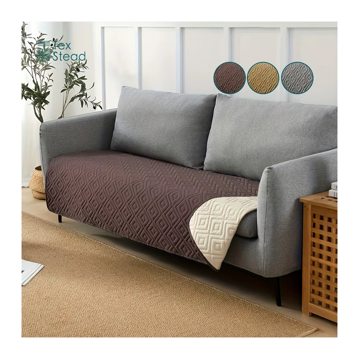 TEXSTEAD Anti-Leckage Hundedecke als Sofa- und Couchschutz für Haustiere in Braun oder Grau - Bild 4
