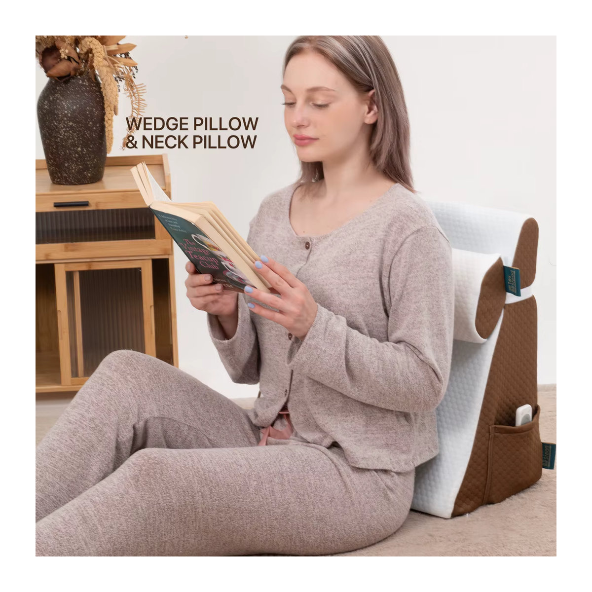 TEXSTEAD Keilkissen Set aus Memory Foam in Dreiecksform für Bett und Schlaf mit Abdeckung, 2 Stück - Bild 2