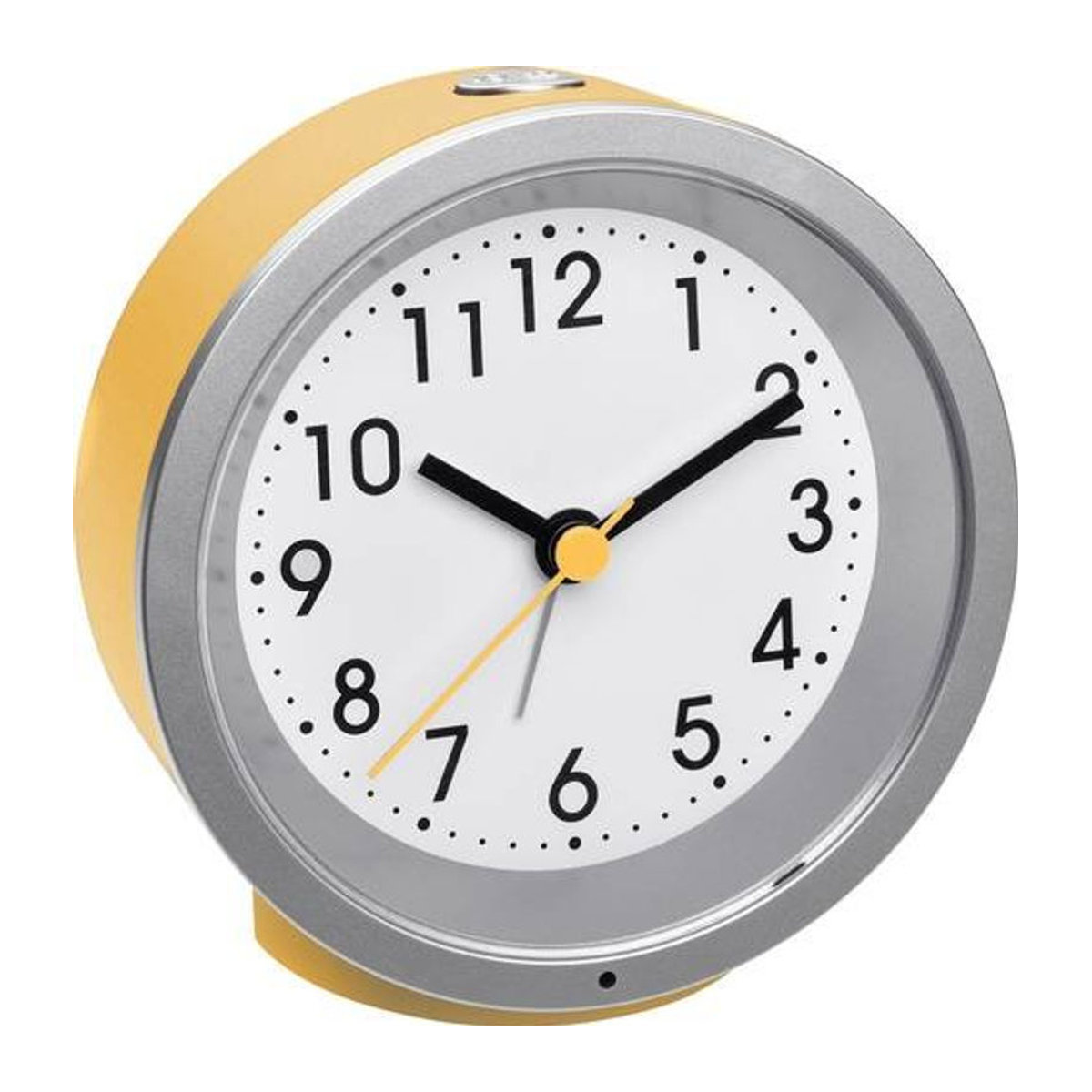 TFA Dostmann Analog Quarz Wecker Rund mit Beleuchtung und Snooze-Funktion in Gelb - Bild 1