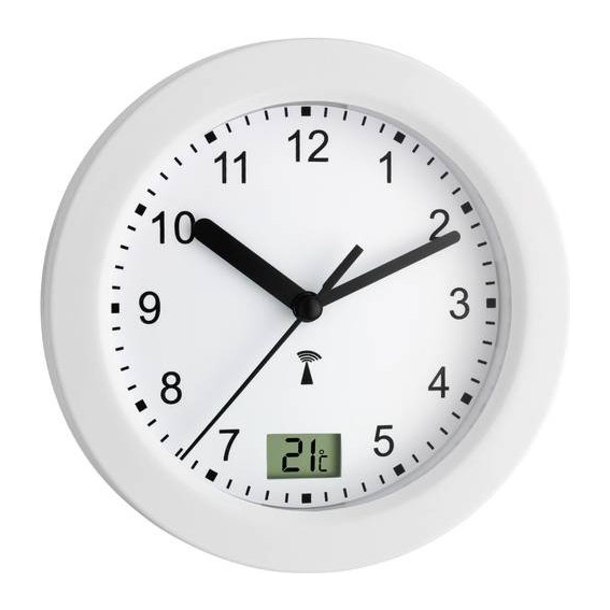 TFA Dostmann Funk Wanduhr 60.3501 Weiß, Analog, Rund, Kunststoff, B/H: 17,5 x 17,5 cm - Bild 1