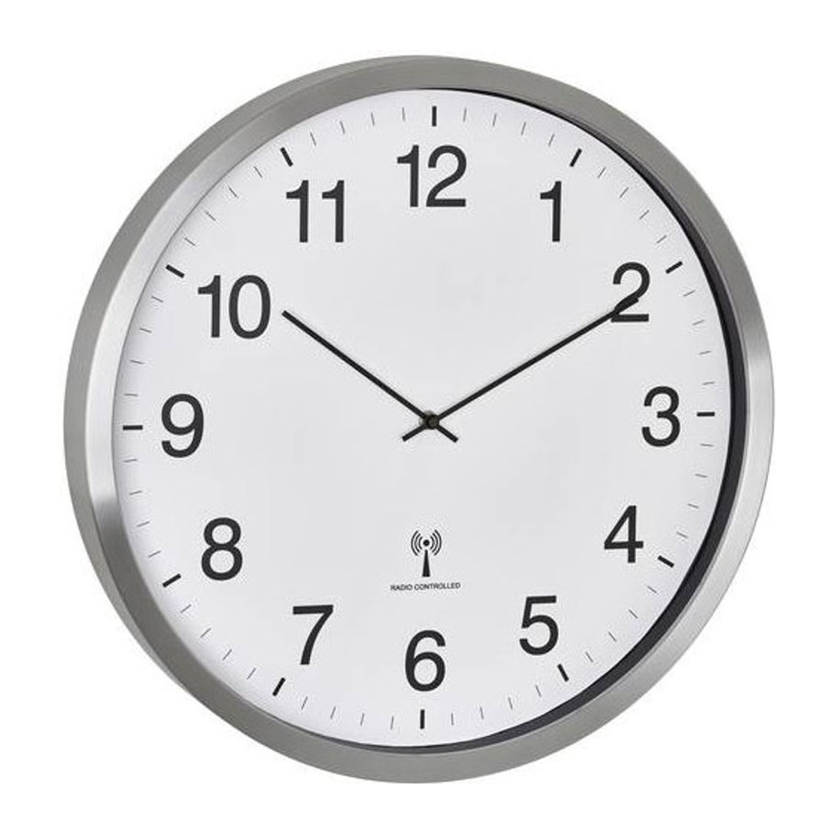 TFA Dostmann Funk Wanduhr Analog in Weiß und Silber, Rechteckiges Metallgehäuse, Breite: 50,8 cm, Höhe: 50,8 cm, Tiefe: 50,8 cm - Bild 1